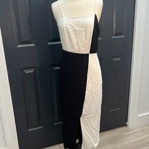 Worn once asymmetrical black and white dress
